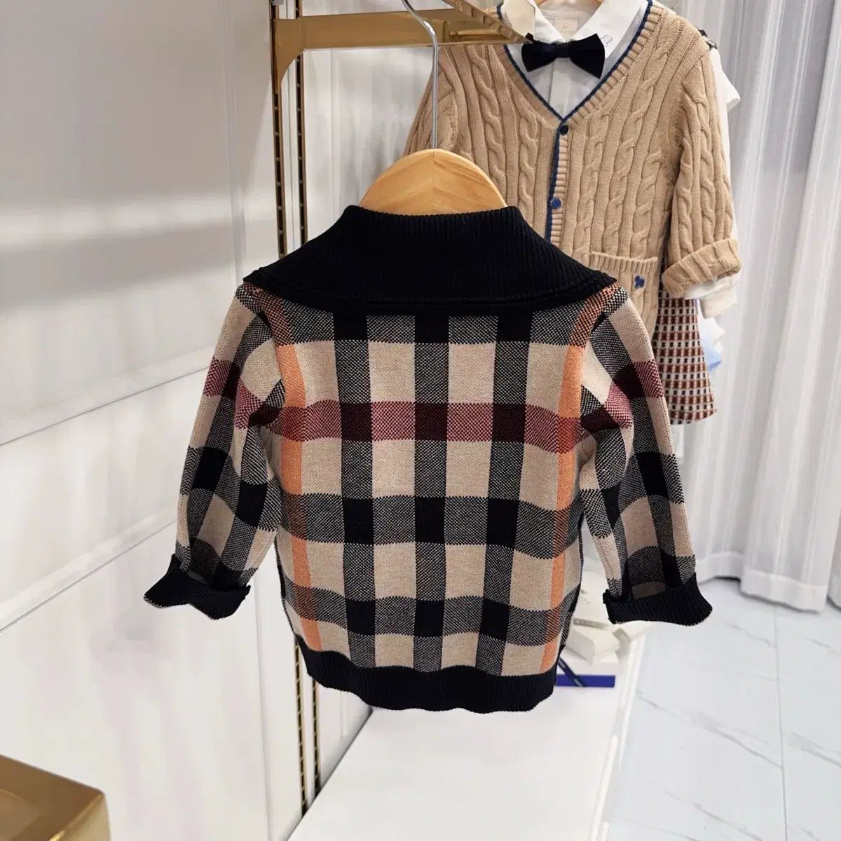 新規 ダックスベイビー チェックハウス カーディガン 110