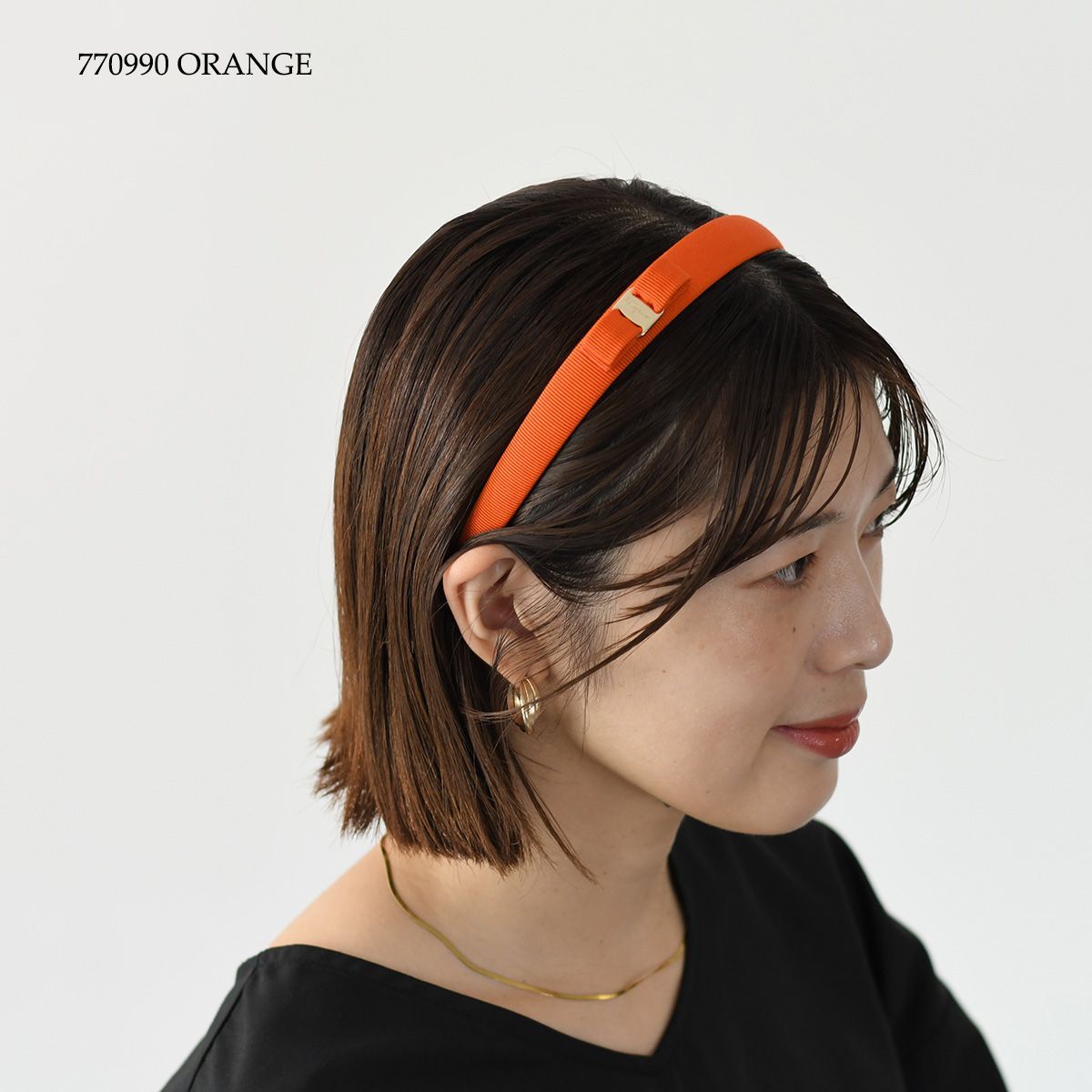 Ferragamo オレンジリボンヘアピン FERRAGAMO フェラガモ カチューシャ ヘアアクセサリー ヴァラ