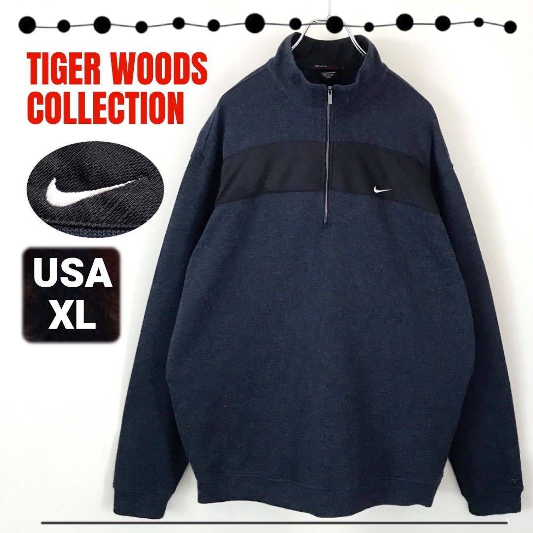 廃番【ナイキ】タイガーウッズコレクション　ハーフジップニットセーター　Ｍサイズ NIKE GOLF ナイキゴルフ☆タイガーウッズ コレクション☆ハーフジップ