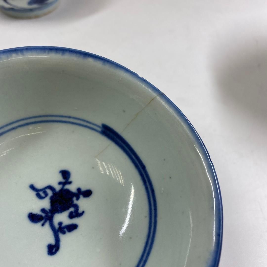 中国清時代　青花碗3客　東Y6-1001② タコチ 中国清時代 青花碗3客 東Y6-1001② タコチ 中国清時代 青花碗3客 東Y6
