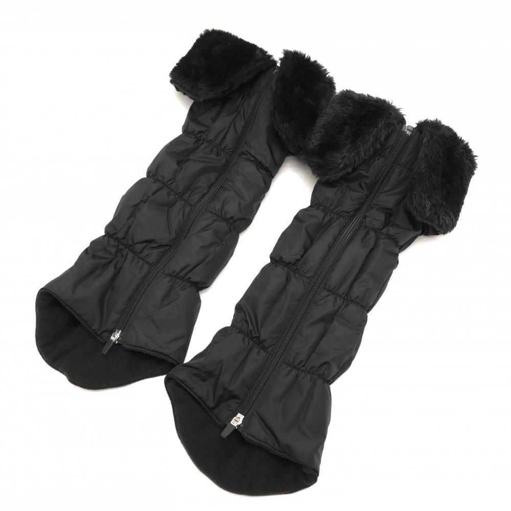 アルチビオ レッグウォーマー 黒 ファー 裏起毛 フルジップ レディース ゴルフウェア archivio