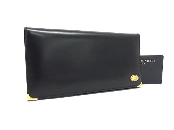 新品同様 dunhill ダンヒル オックスフォード レザー 二つ折り 長財布 ウォレット 小銭入れ 札入れ メンズ ブラック系 BM4794