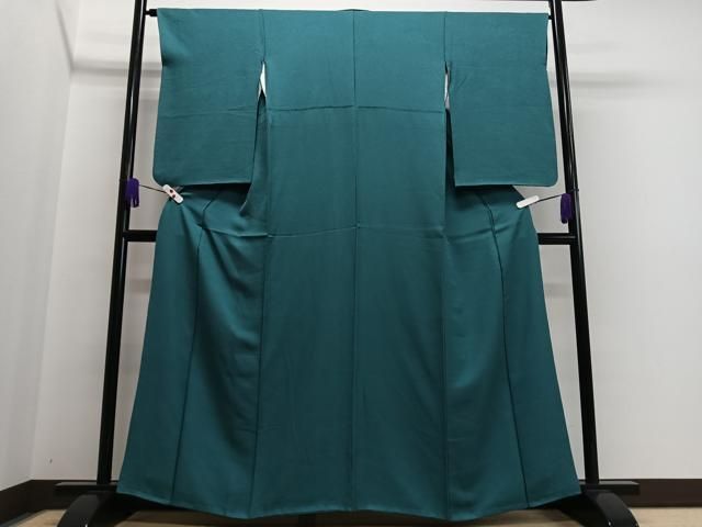 平和屋着物▽上質な色無地 単衣 青海波地紋 藍白色 正絹