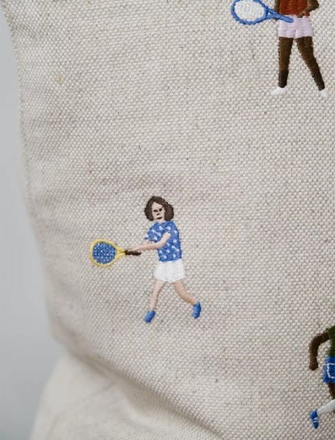FINE LITTLE DAY TENNIS EMBROIDERED CUSHION COVER no.1693 48x48cm クッションカバー ファインリトルデイ 北欧デザイン 刺繍 テニス 北欧 おしゃれ おすすめ かっこいい お洒落 オシャ