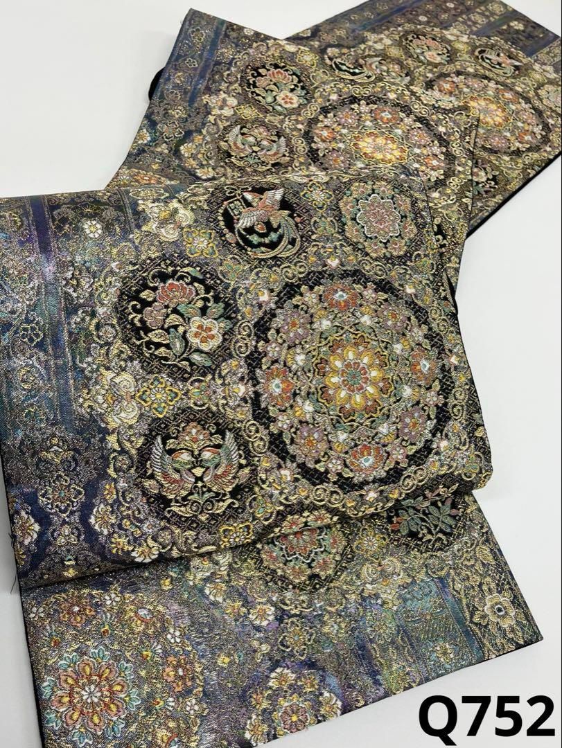 煌彩 西陣織 袋帯 鳳凰 鳥 正倉院文 金糸 七色 正絹 六通