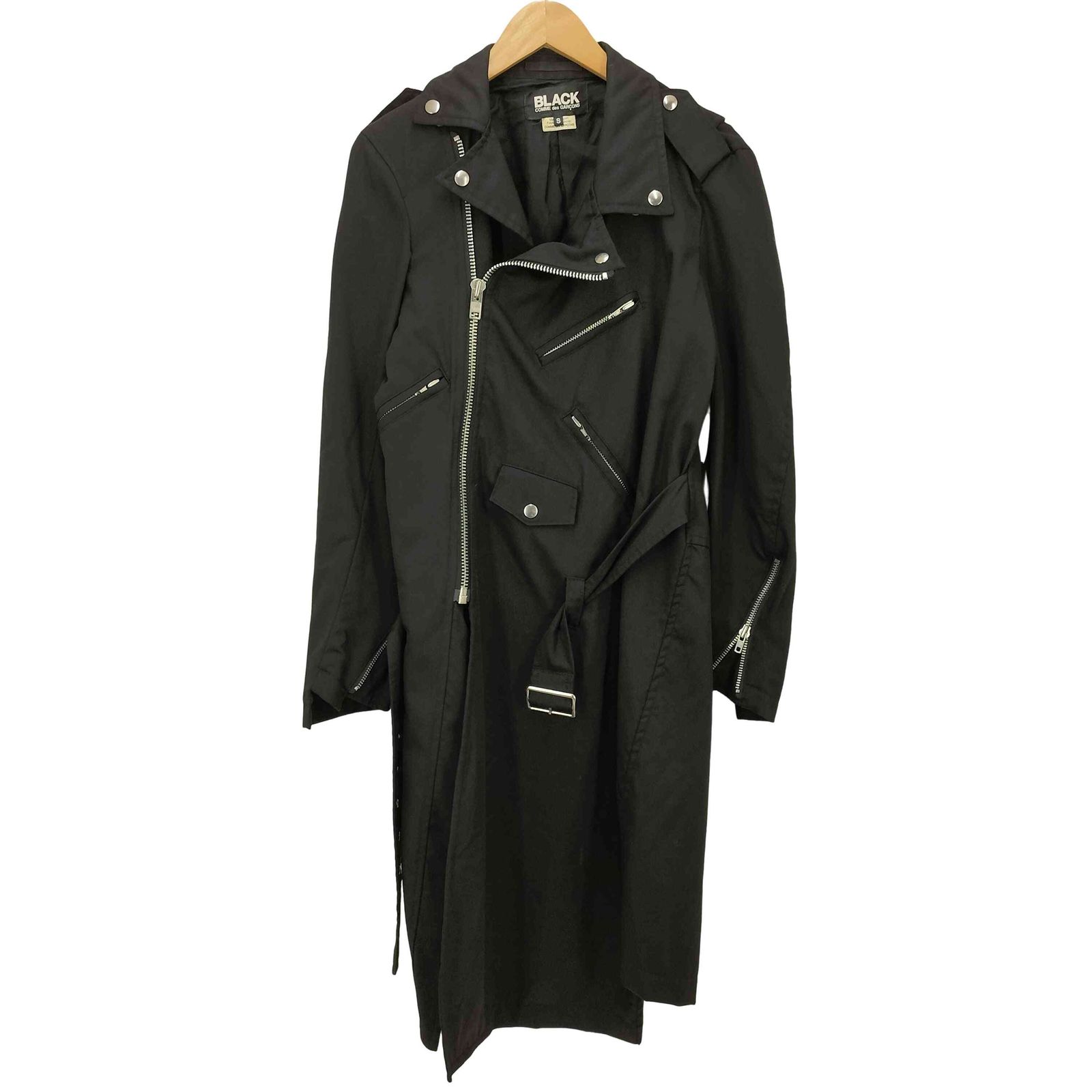 ブラックコムデギャルソン BLACK COMME des GARCONS AD2015 16SS 捻れ ライダース デザイン ウール コート メンズ JPN S