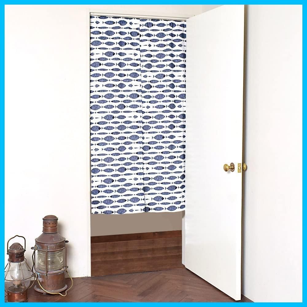 セール 間仕切りカーテン のれん Decor おしゃれ 北欧 目隠し 150cm丈 スタイルデコール STYLE 86cm×150cm ブルーフィッシュ W3800500