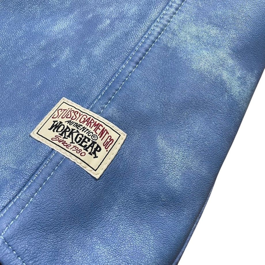 Stussy 青 レザー シャツジャケット M Stussy 青 レザー シャツジャケット M