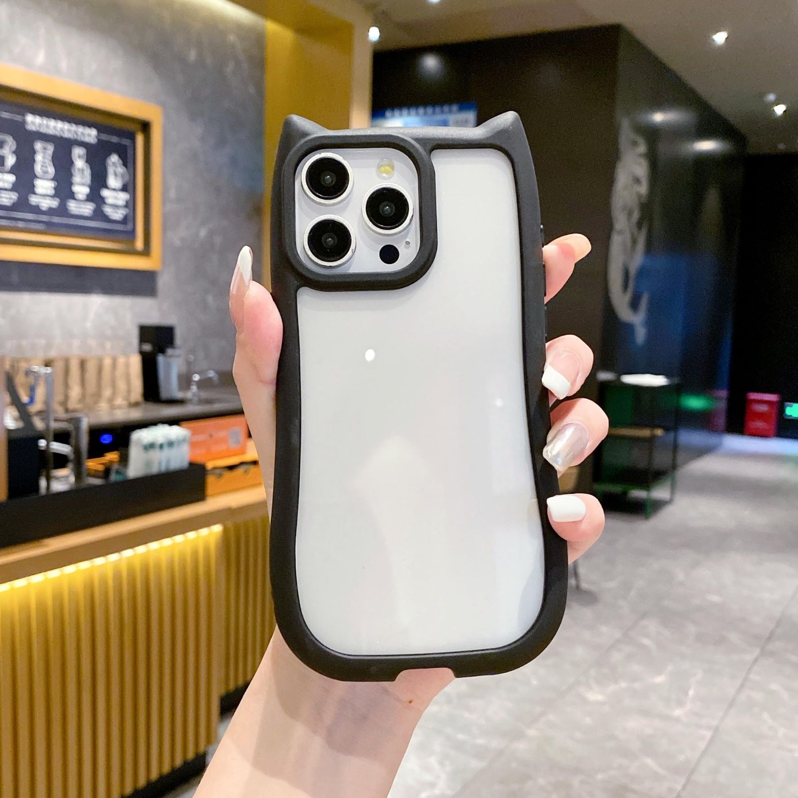 【人気商品】Max ケース ケース Max Pro かわいい Pro iPhone15 指紋防止 iPhone15 おしゃれ シンプル 耐衝撃 背面クリア ねこ ネコ 韓国 猫 ねこみみ ネコミミ スマホケース 猫耳 カバー