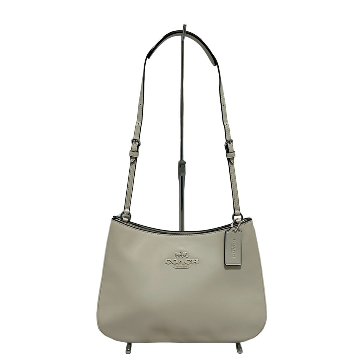美品‼︎ COACH ショルダーバッグ ターンロック チェーン レザー カゴ 白 COACH】コーチ クロスグレインレザー ボウ ターンロック リボン