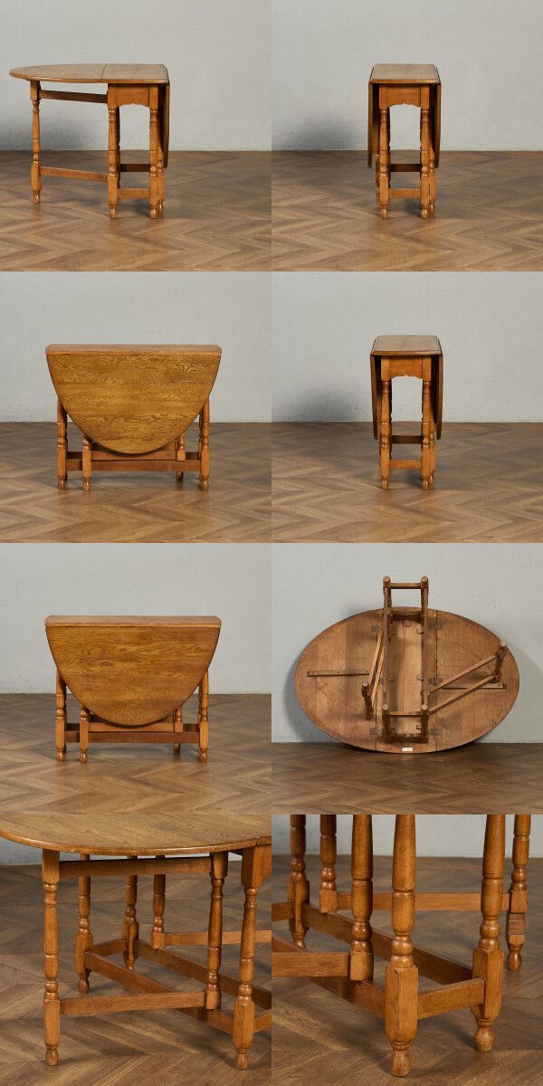 ビンテージ オーク無垢材 ツイストレッグ バタフライテーブル