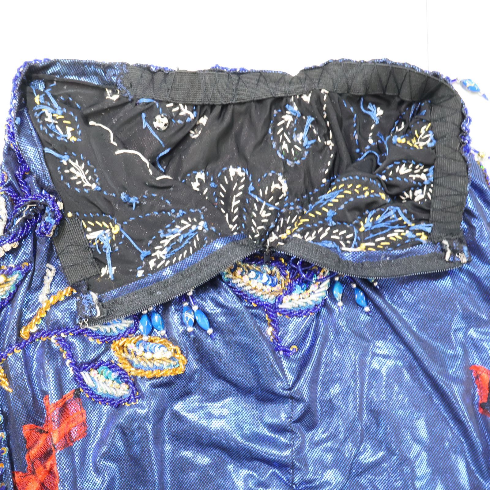 ベリーダンス用 オリエンタル衣装】ブルー スパンコールラメ ビーズ