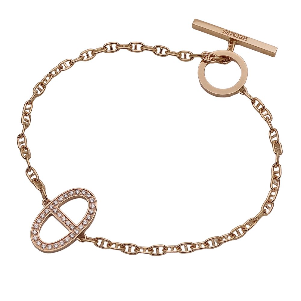 エルメス HERMES ブレスレット シェーヌダンクル コントゥール レディース ブランド 750PG ダイヤモンド ピンクゴールド STサイズ ジュエリー 磨き済み