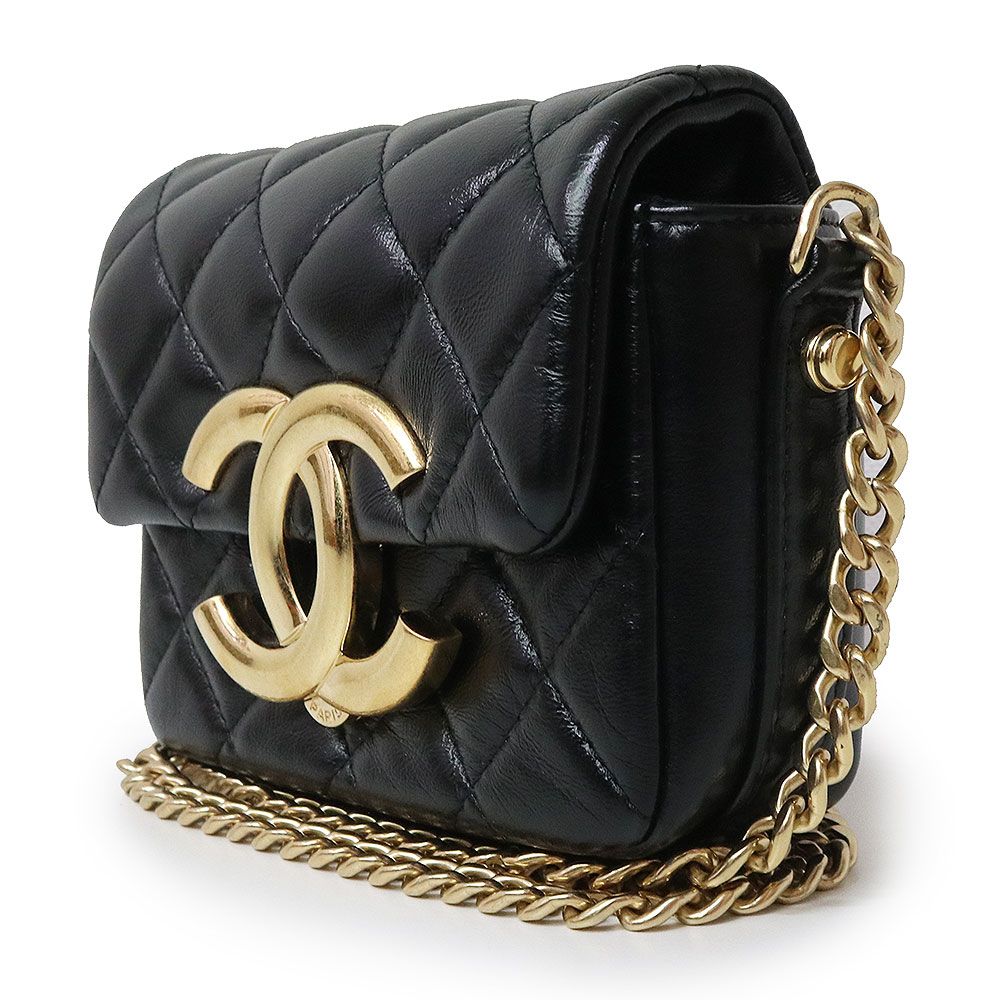 シャネル ミニポーチ ビコローレ ココマーク ゴールド金具 マトラッセ レザー シャネル CHANEL ポーチ レディース ブランド マトラッセ No.5