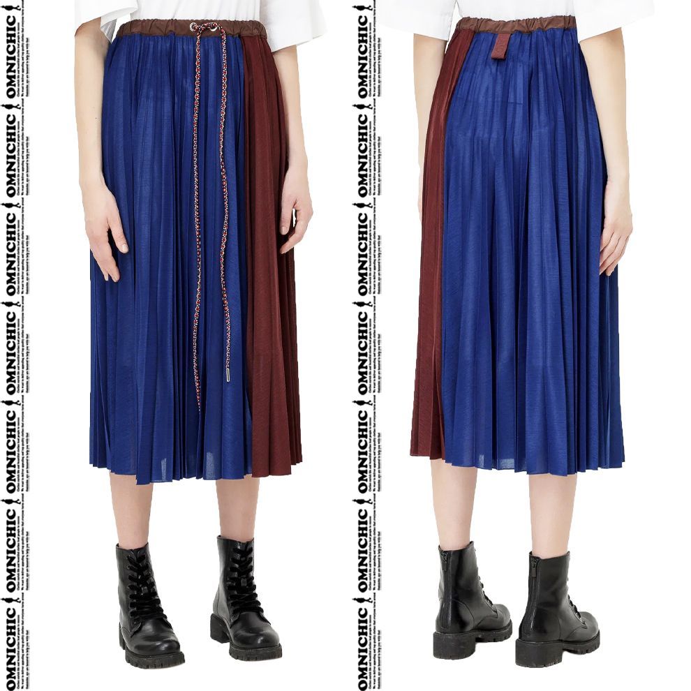 安心の 正規品 上品な配色 118 000円 2 MONCLER GENIUS 1952 モンクレール ジーニアス バイカラー プリーツ スカート S | W66~76cm F10948H70110 MADE IN ITALY