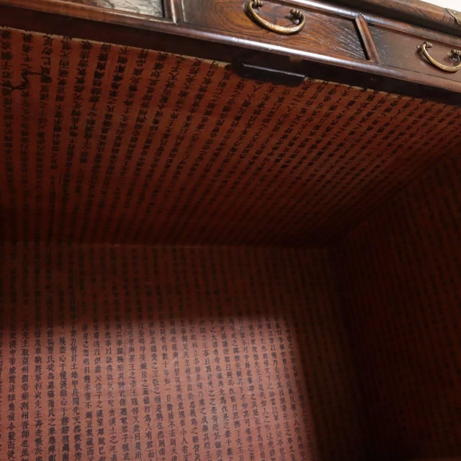 李朝家具 魚型錠前 手描き人物図 モリジャン 箪笥 飾り棚 キャビネット MM11642 162h21 MARWIL-DEMENAGEMENTS_CH