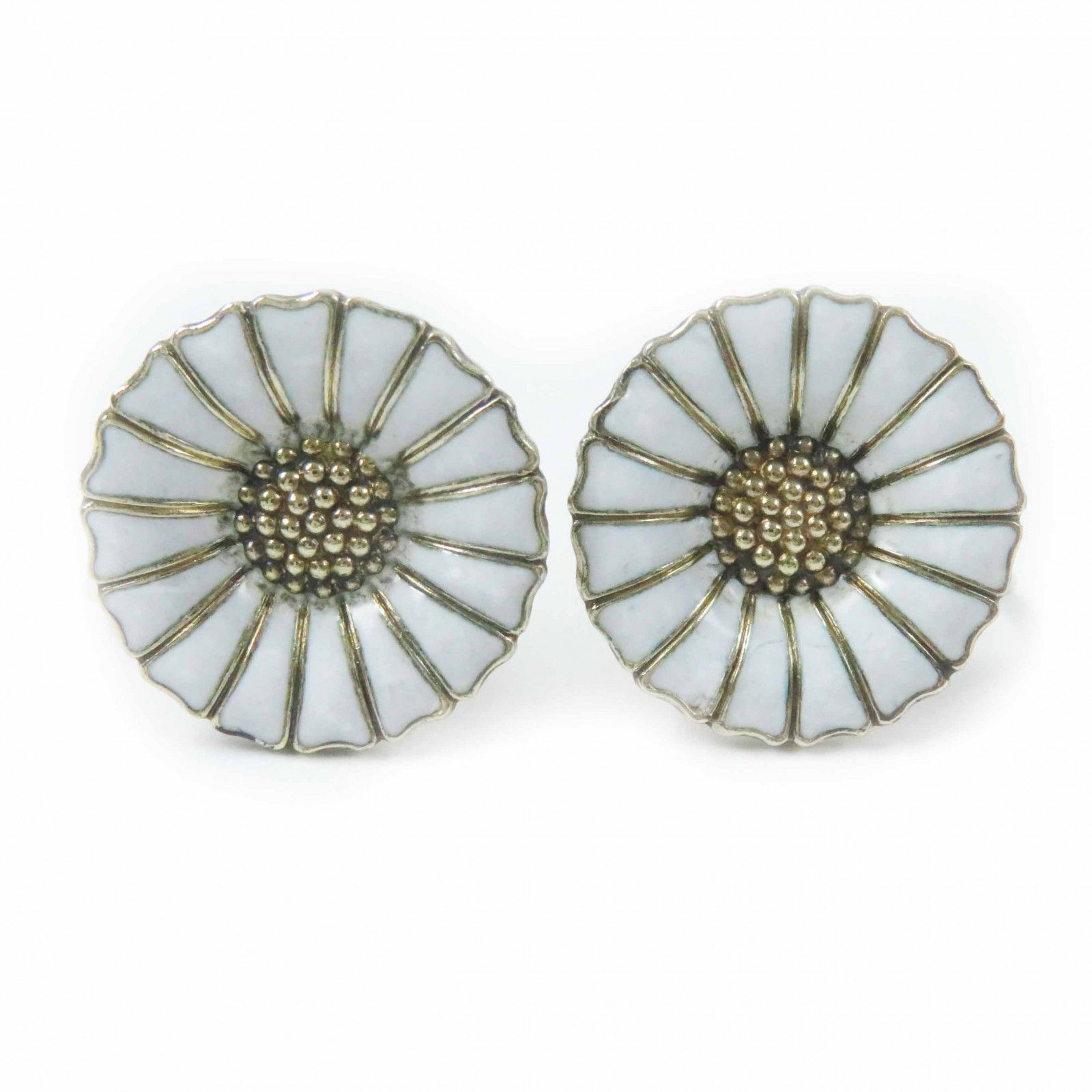 ◎Georg Jensen ジョージジェンセン 両耳用 デイジー イヤリング SV925 ホワイト ゴールド 重量6.9g レディース