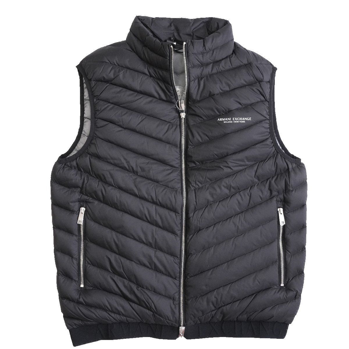 2026◆A X ARMANI EXCHANGE◆アルマーニ エクスチェンジ◆ロゴ ライトダウンベスト ポケッタブル◆ブラック 黒◆Lサイズ◆ ポーチ付き 携帯 パッカブル トランスフォーム
