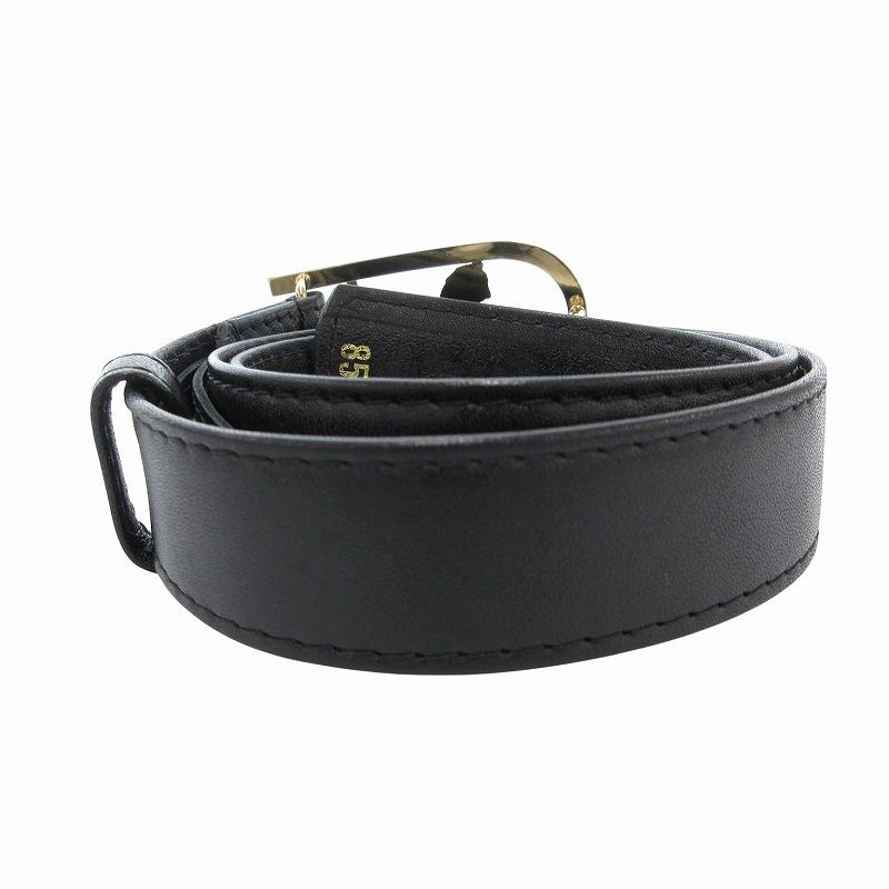 CELINE ブラックレザー ベルト-- 激安価格 CELINE ブラックレザーベルト ゴールド金具 - メルカリ