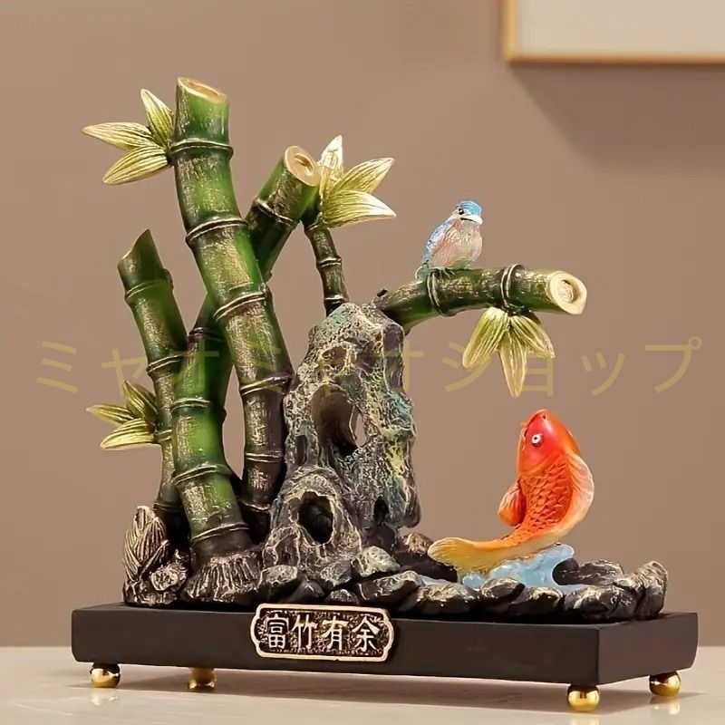 竹 竹林 樹脂 置物 オブジェ 鯉 鳥 豪華 風水グッズ 富と幸運 竹の置物 恋愛運 結婚運 成長祈願 幸運 癒し 浄化 幸運 開運 インテリア リビング オフィス モダン