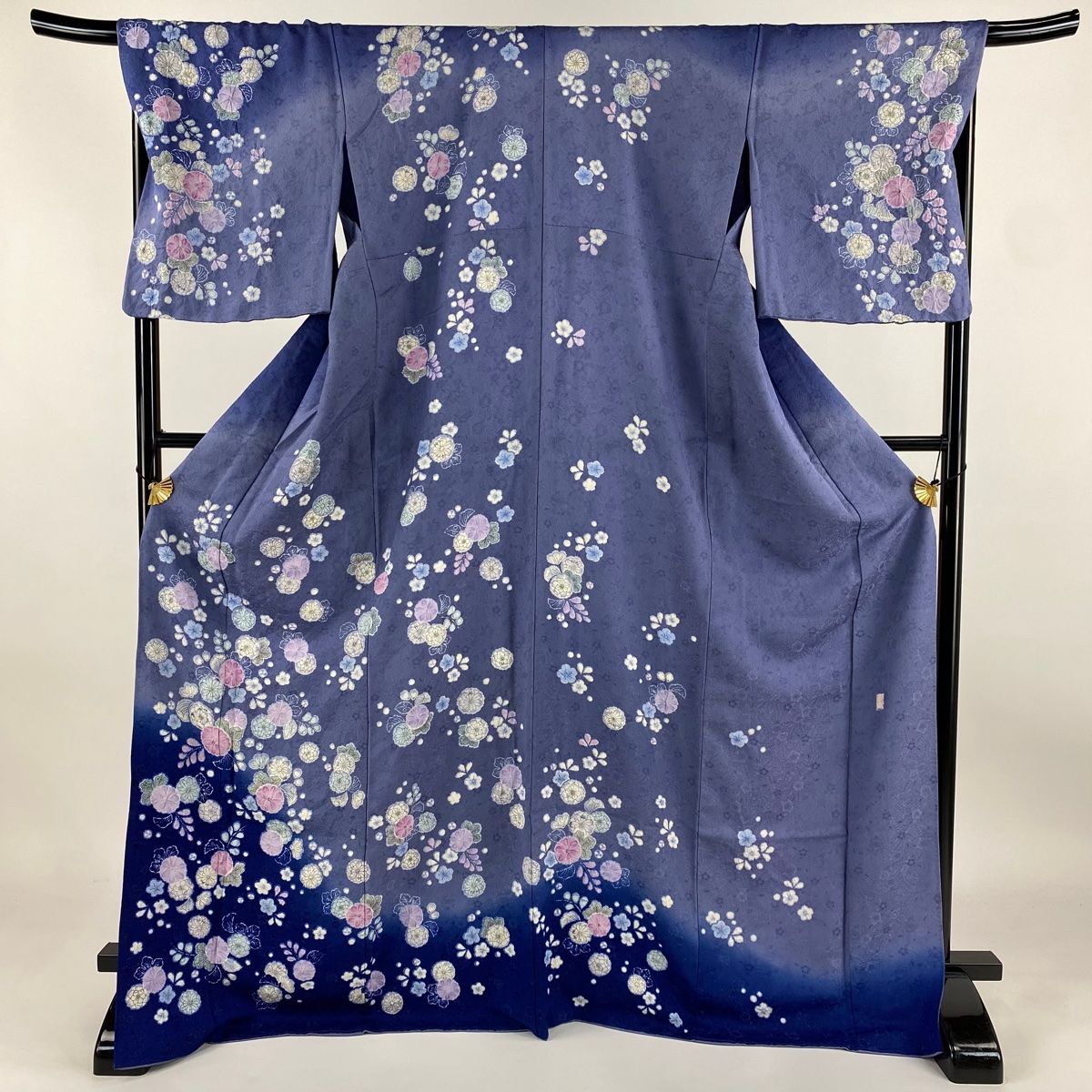 訪問着 身丈171.5cm 裄丈68cm L 袷 徳永憲峯 バチ衿 背抜き 落款