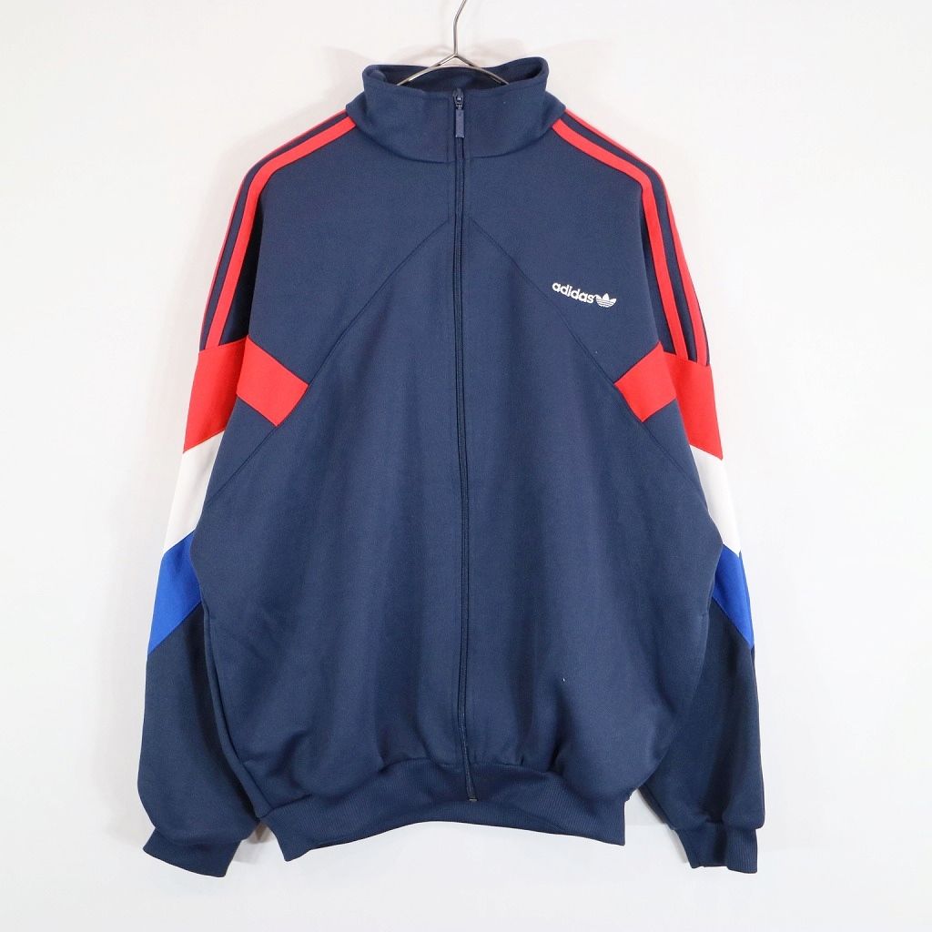 90年代 adidas アディダス トラックジャケット ジャージ アウター 銀タグ ネイビー (メンズ M) 中古 古着 N5547