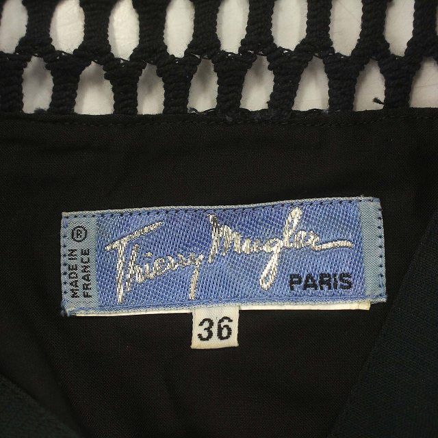 ティエリーミュグレー THIERRY MUGLER ノースリーブ ワンピース メッシュ ベルト付き ひざ丈 36 S 黒 ブラック /☆G - メルカリ