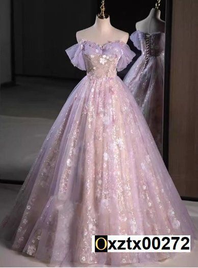 花嫁服*婚約敬酒服*イブニングドレス**声楽芸考学生の日成人式紫XS~5XL選択