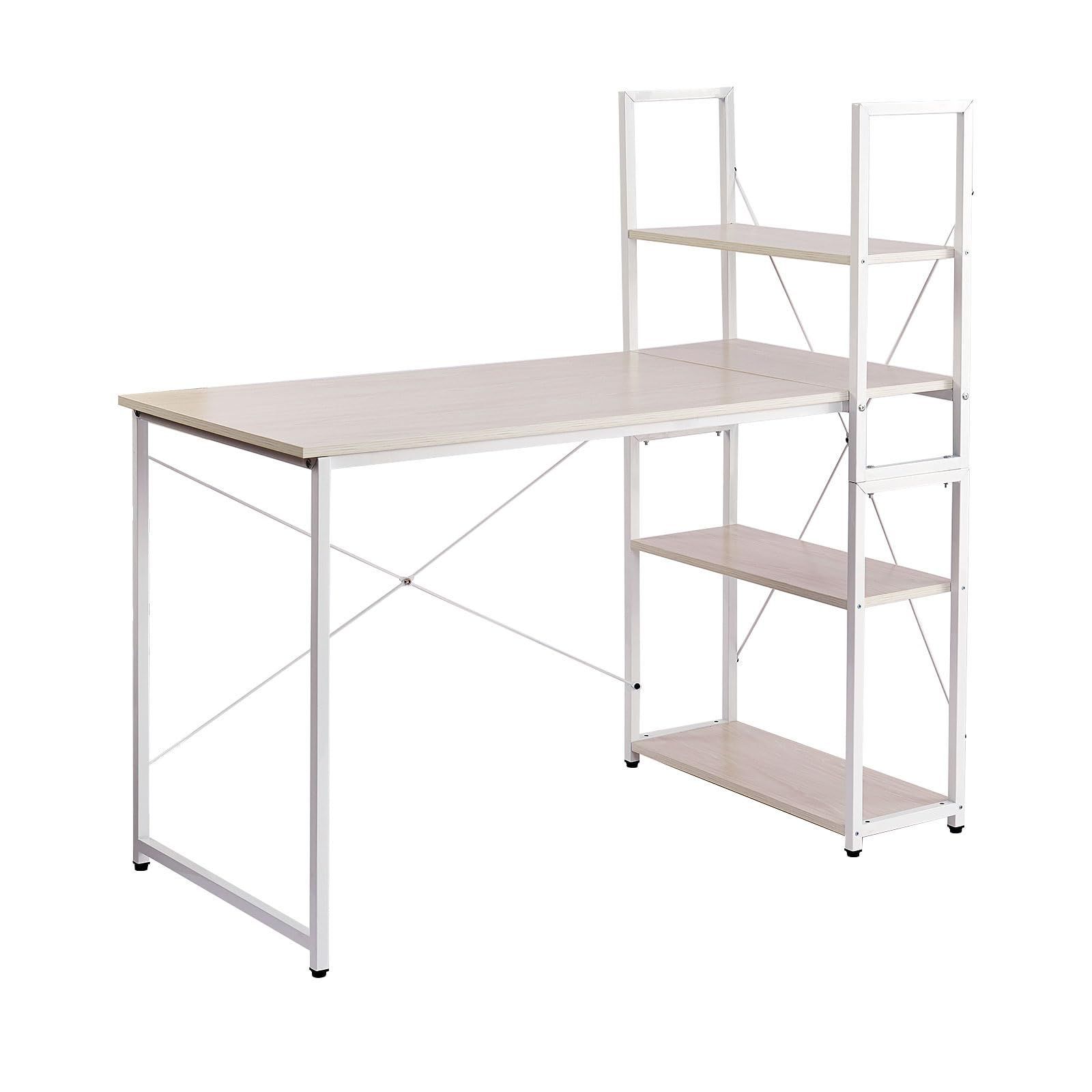 人気商品 可動棚 A4対応 テレワーク 収納 ラック付き 組立簡単 幅115×奥行48cm 耐荷重80kg パソコンデスク ホワイト CICINELL