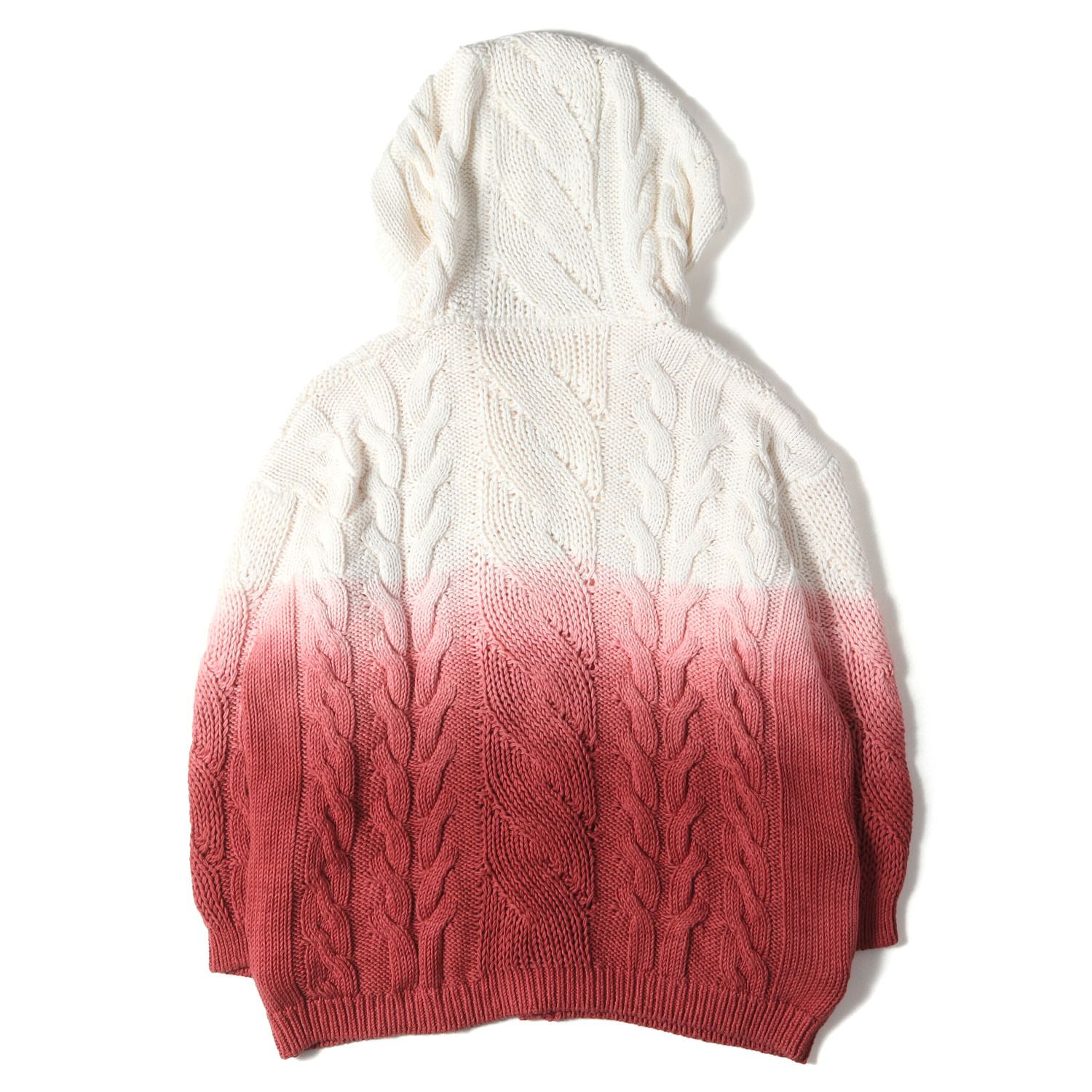 SAINT LAURENT PARIS サンローラン パリ カーディガン ホワイト ピンク サイズ XL グラデーション フーデッド ローゲージ ケーブル ニット カーディガン 609398 YA2RZ イタリア製 メンズ