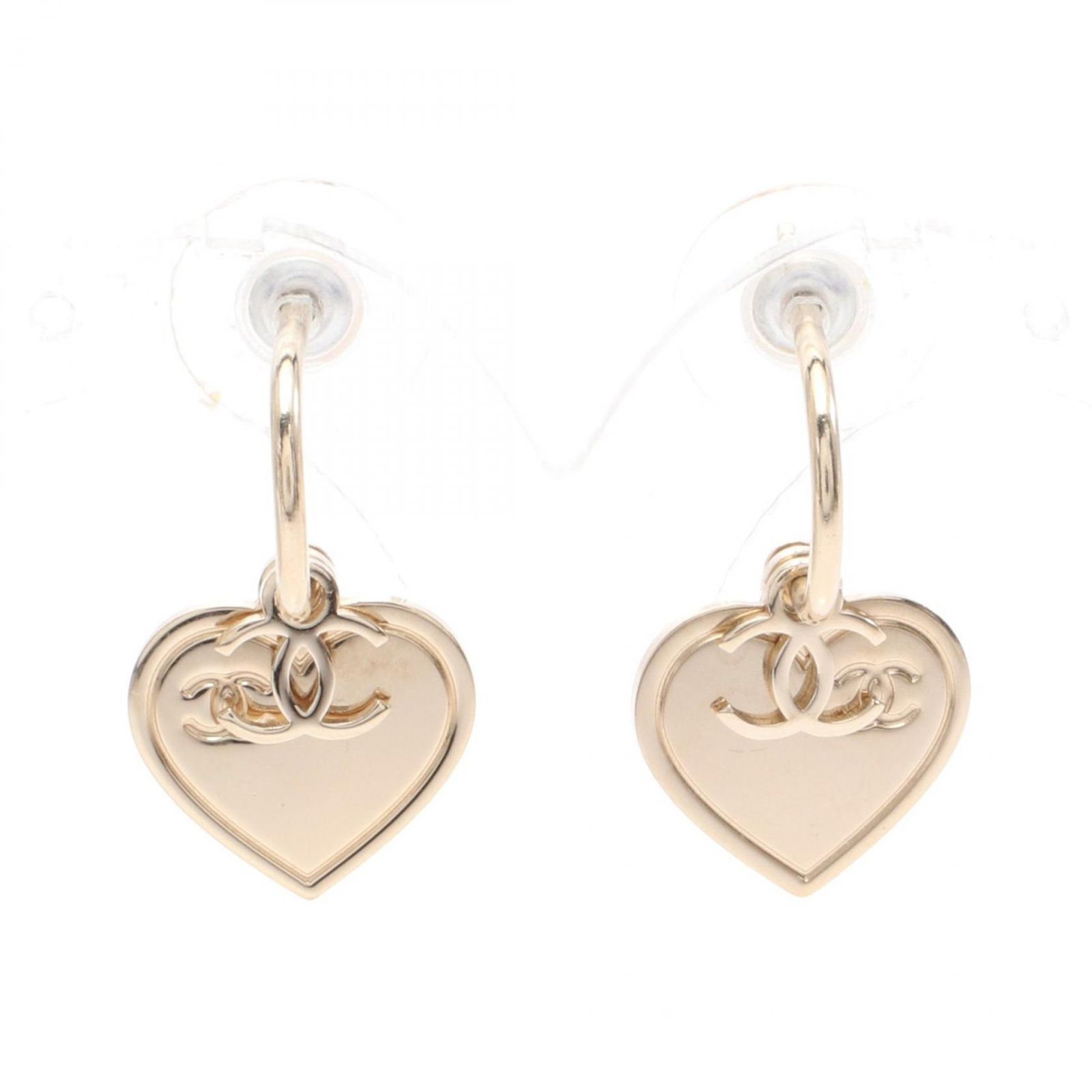 シャネル CHANEL ピアス ココマーク ハートプレート シャンパン  