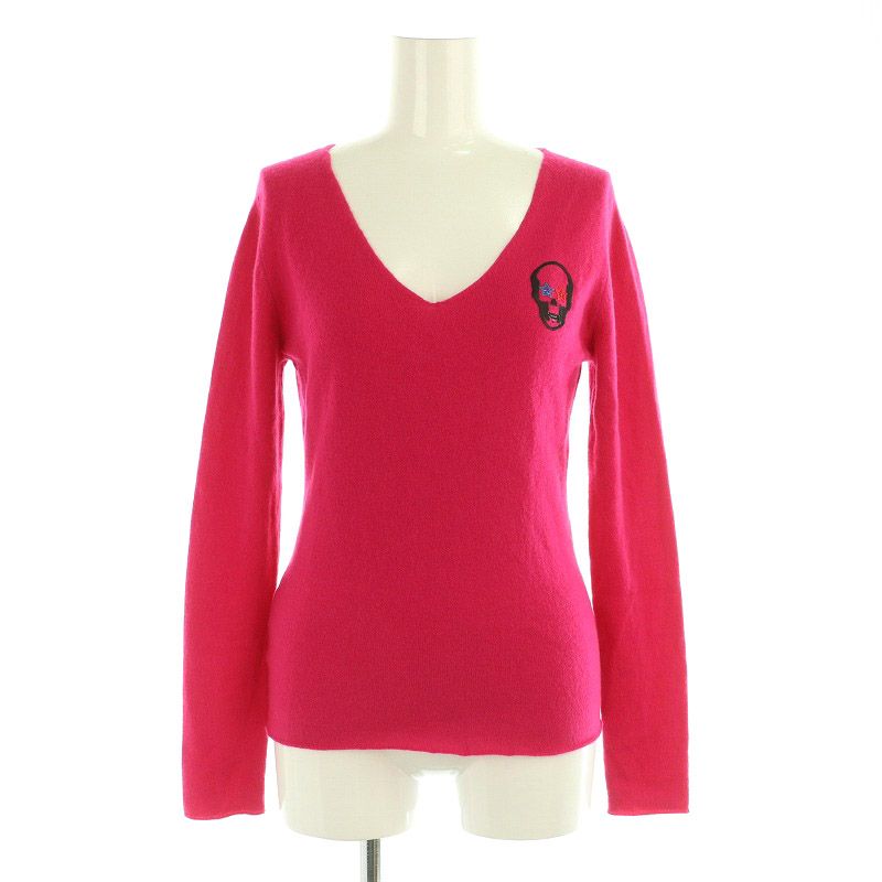 ルシアンペラフィネカシミアVネックセーターM ピンク