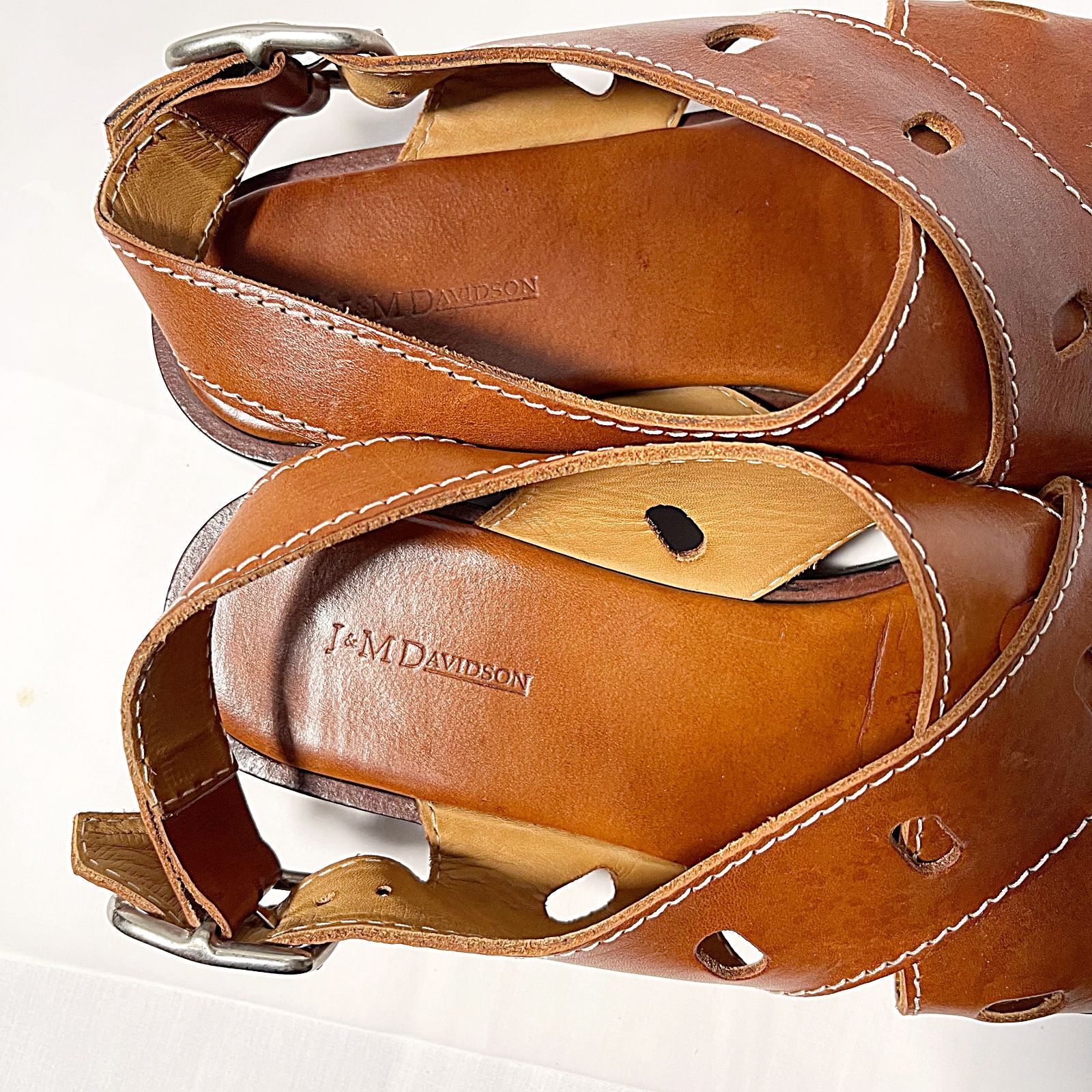 J&M davidson ローヒールサンダル 38 24〜24.5cm相当 ブラウン