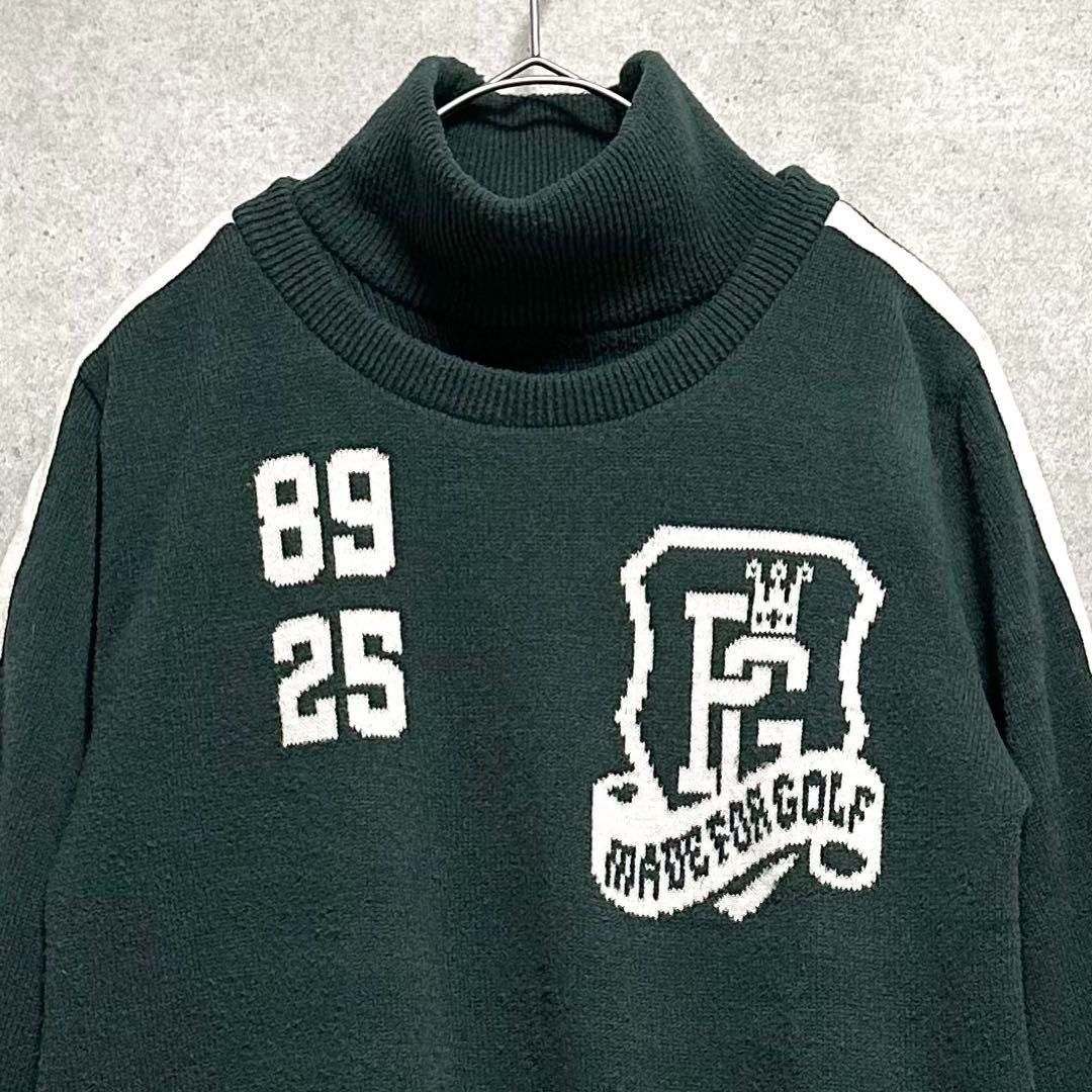 PEARLY GATES パーリーゲイツ ロゴ 2way スニード ニットブルゾン ジャケット 裏地付き 蓄熱 防風 緑グリーン サイズ2 L相当 ゴルフウエア GOLF