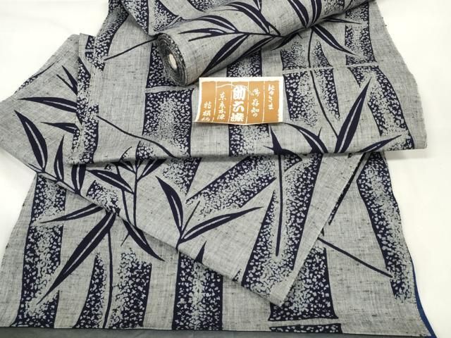平和屋着物＊夏物 浴衣 反物 着尺 助六染 笹竹文 綿 ♥ DAAW7534zzz