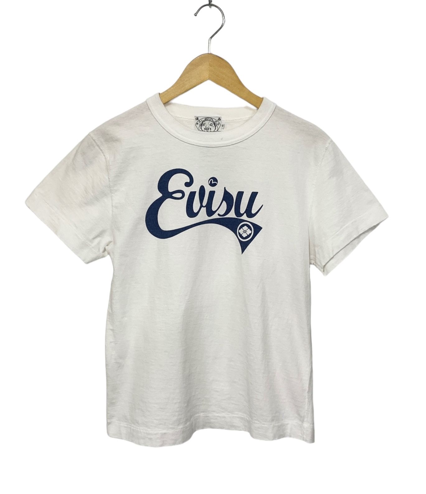EVISU (エヴィス) Tシャツ ロゴプリント 半袖シャツ 36 ホワイト メンズ/025