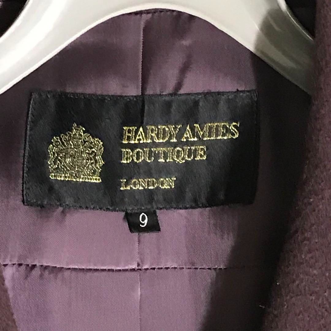 HARDY AMIES カシミヤ１００％ レディース ロングコート パープル