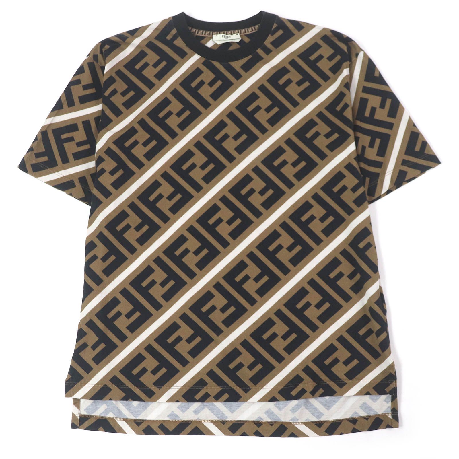 フェンディ FENDI ズッカ柄 カットソー Tシャツ ロゴ総柄 ブラウン 38 フェンディ FENDI ズッカ柄 カットソー Tシャツ ロゴ総柄