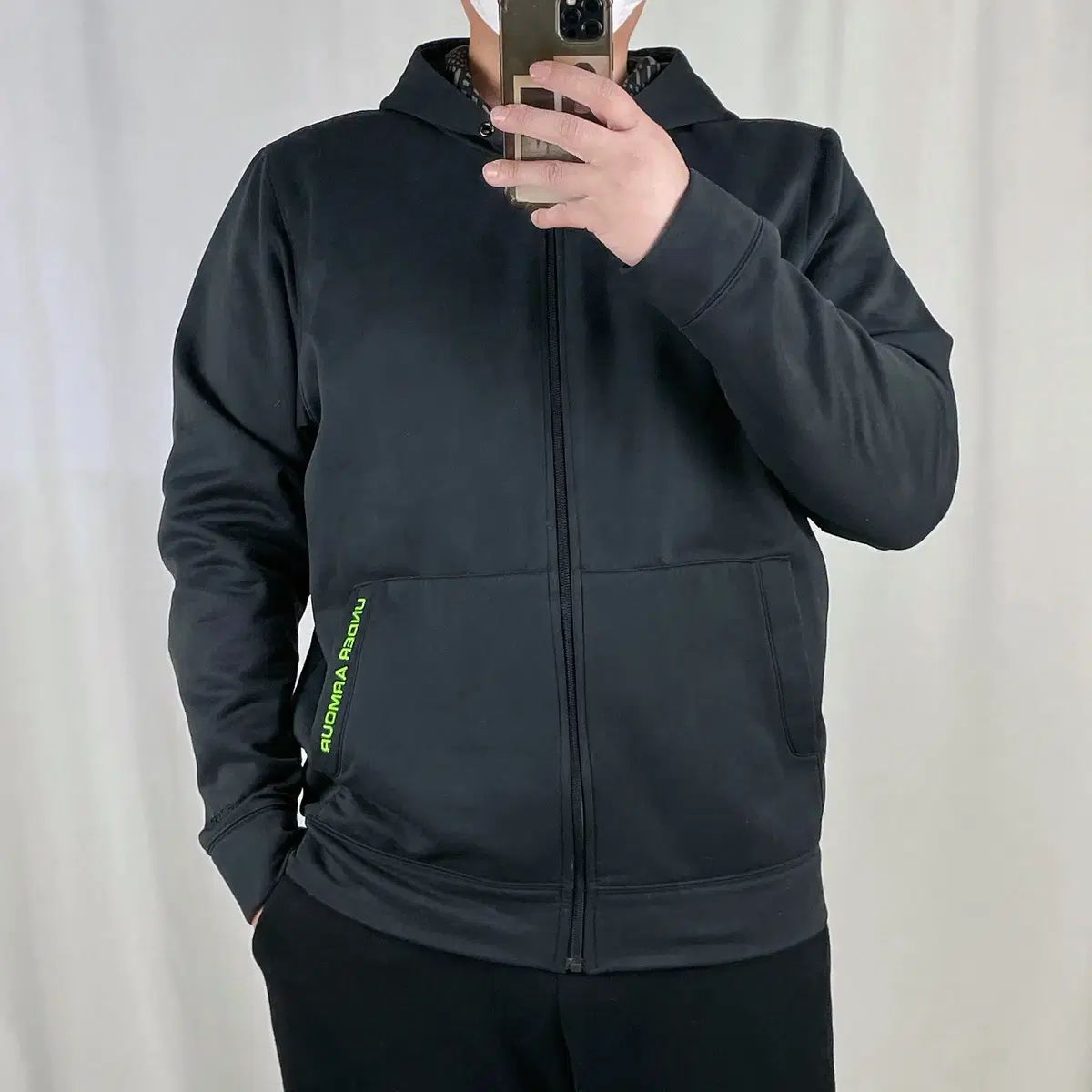 UNDER ARMOUR(アンダーアーマー) 黒 裏起毛 トレーナー フード付き ジップアップパーカー XL 250215