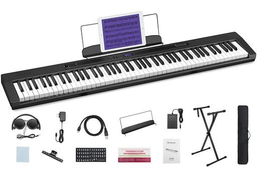 Starfavor電子ピアノ88鍵盤セミウェイテッドキーボードMIDI対応携帯型薄型軽量充電 198音色 198リズムデジタルピアノタッチレスポンス機能初心者子供ピアノ練習教学スタンド ペタル付…