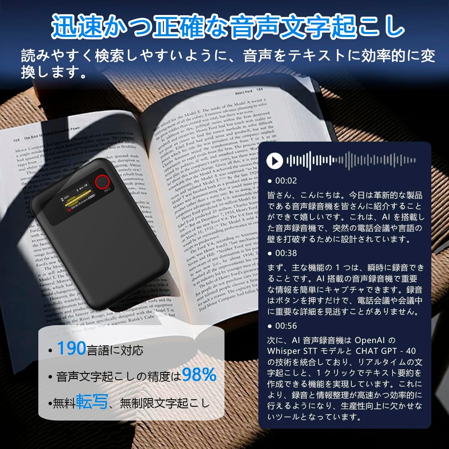 Amazon.co.jp: AIボイスレコーダー｜AI文字起こし・要約対応