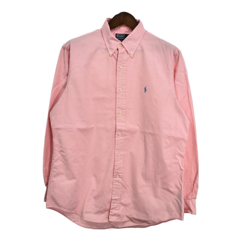 90年代 Polo by Ralph Lauren ポロ ラルフローレン ボタンダウン 長袖シャツ ピンク (メンズ 16 1/2) 中古 古着 S0152