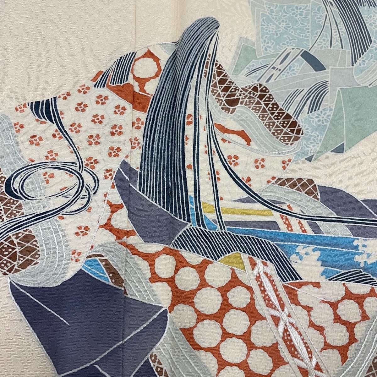 付下げ 身丈167cm 裄丈66cm M 袷 姫 刺繍 薄オレンジ 正絹 美品 優品 