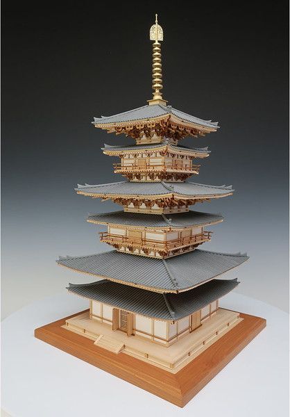 木工用アロンアルファ＋カッター＋紙やすり付き ウッディジョー 木製建築模型 1|75 薬師寺 東塔 佐川急便