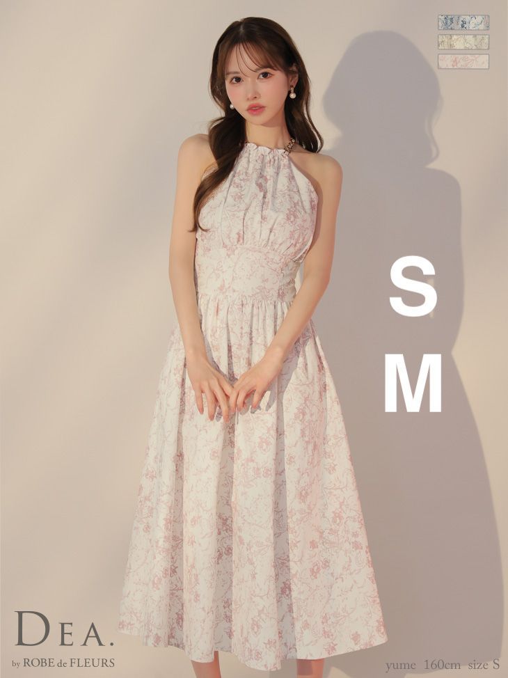 ピンク DE3783-BL-2503 Lサイズあり DEA.by ROBE de FLEURS|ディアバイローブドフルール 花柄| ホルターネック| アメスリ| フ | ロング| ワンピース| ミモレ丈| ミディアムドレス| キャバドレス long
