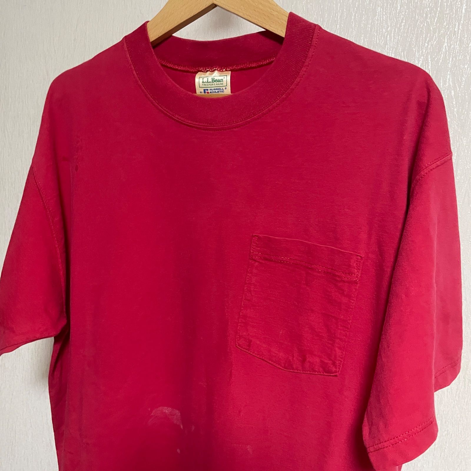 L.L.Bean by RUSSELL 90’s MADE IN USA Pocket T-shirt/size:XL/red/Tシャツ