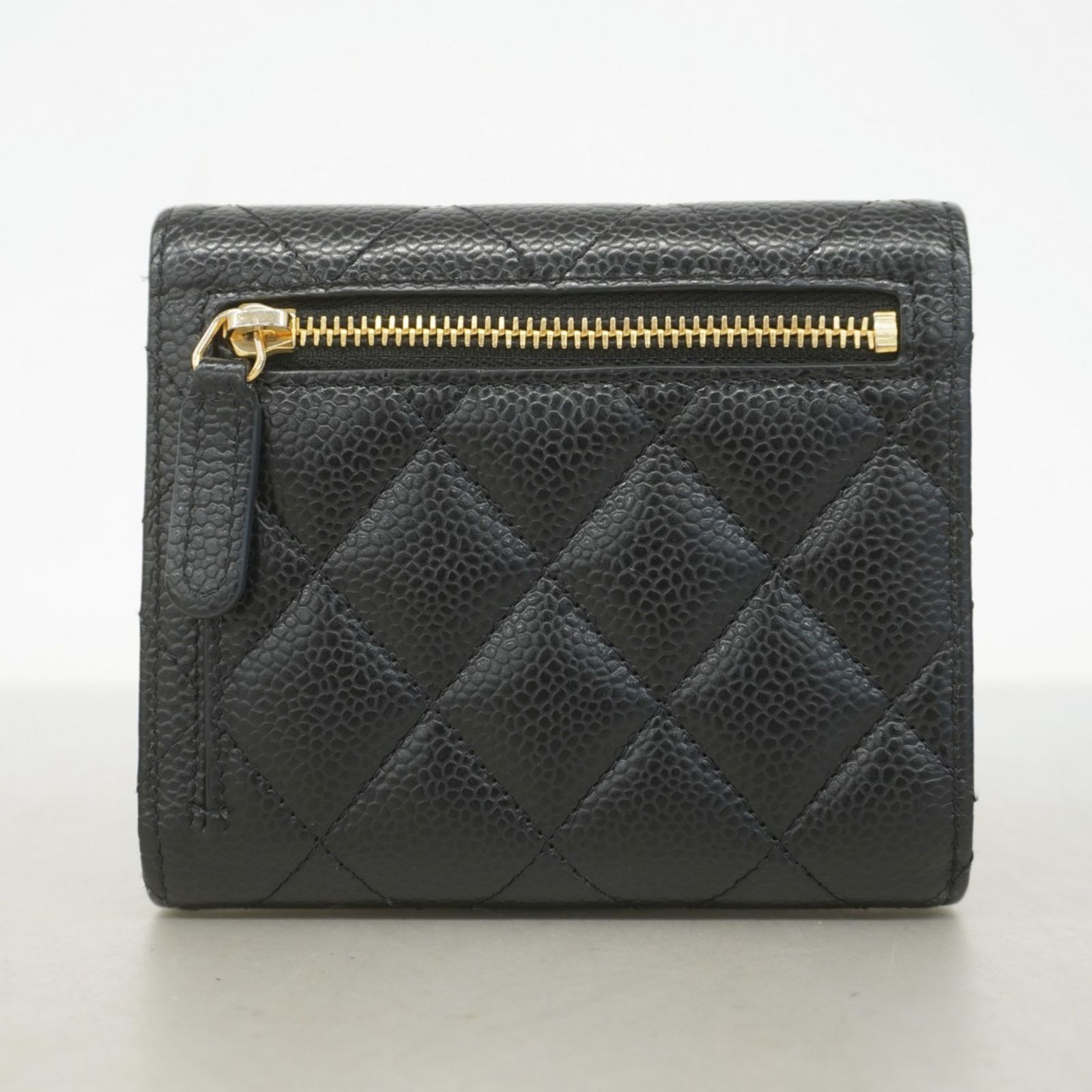 ◆上品なかわいさ◆CHANEL 財布 ブラック キャビア CHANEL 二つ折り財布 ブラック キャビアスキン 黒 - メルカリ