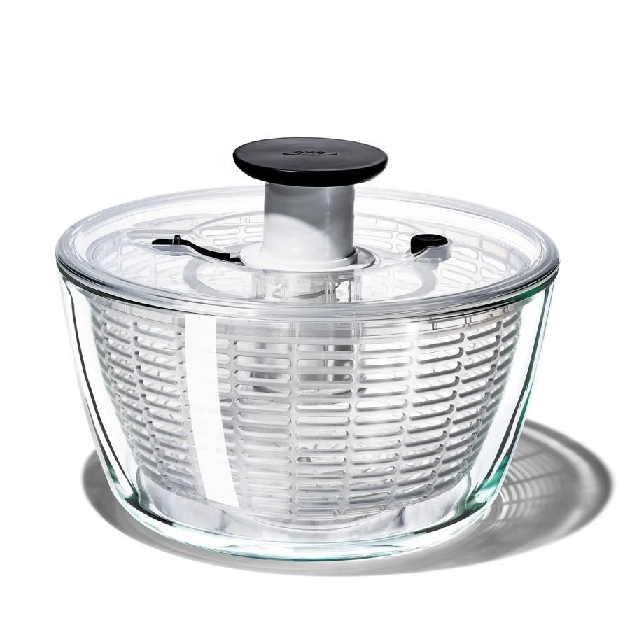 OXO オクソー サラダスピナー 野菜水切り器 ガラス サラダスピナー 4人以上 作り置き 27.3×27.3×16cm 食器洗い乾燥機 低温設定