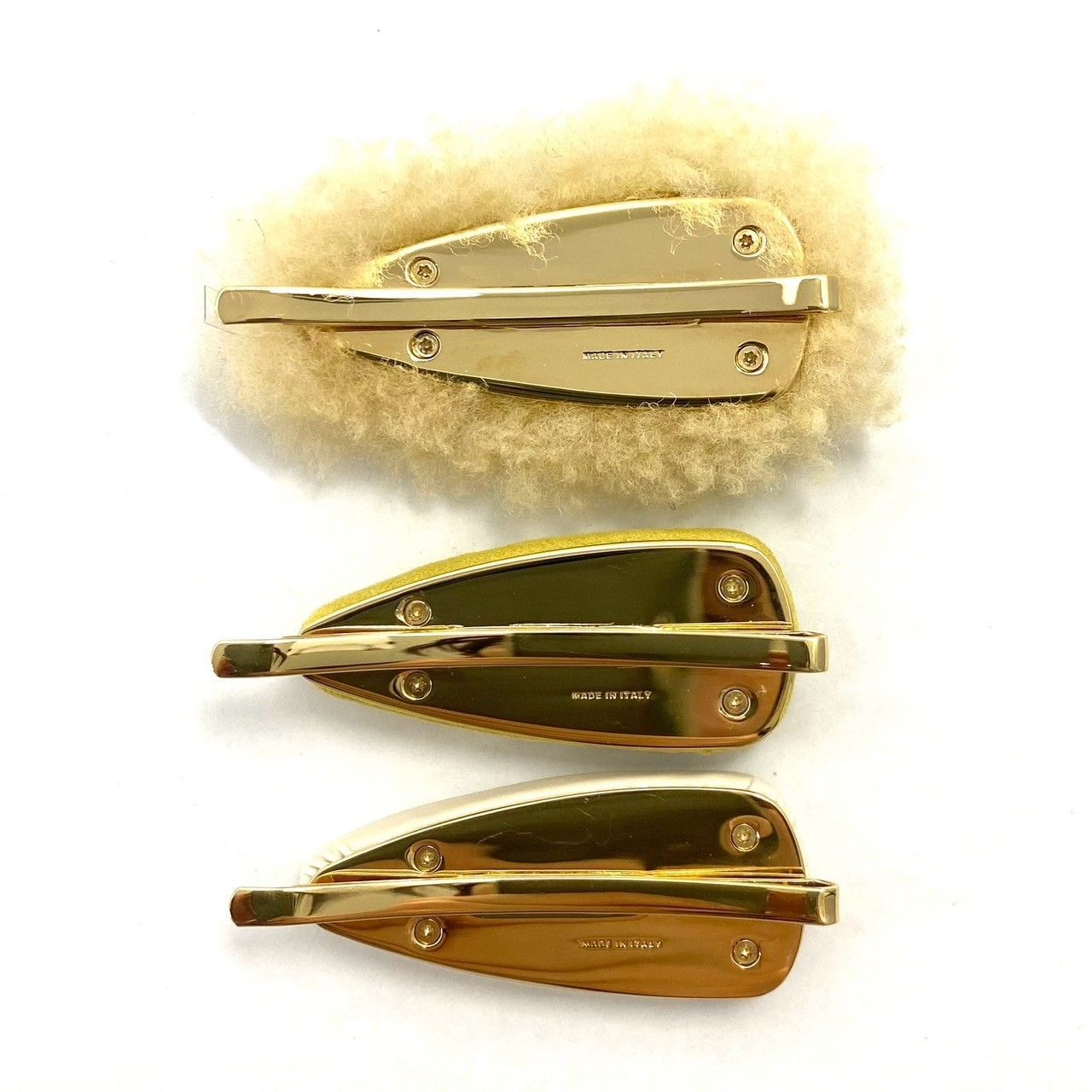 miu miu】5IF188 レザー スエード シアリング ヘアクリップ セット