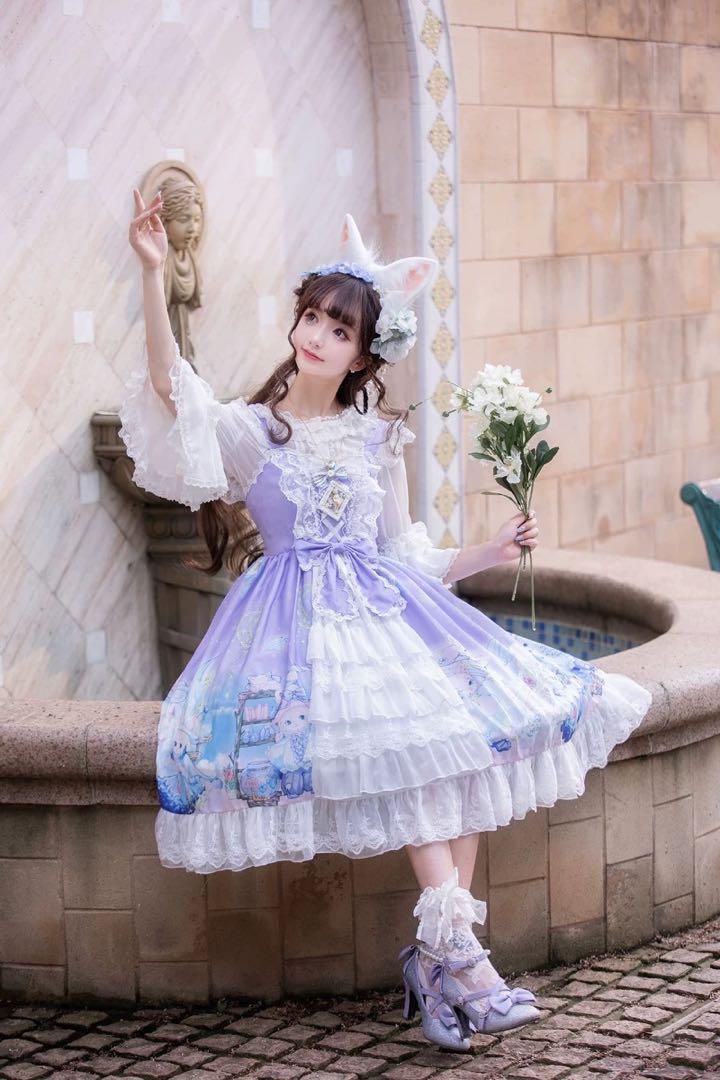 ロリータワンピース ひざ丈 フリル お出かけ 女子会 可愛い 楽天市場】ジャンパースカート ロリータ ワンピース ショート丈